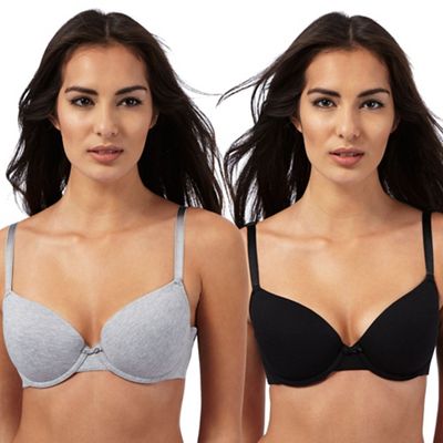Pack of two black and grey t-shirt bras